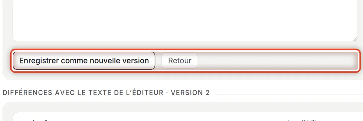 Gros plan – Enregistrer une nouvelle version