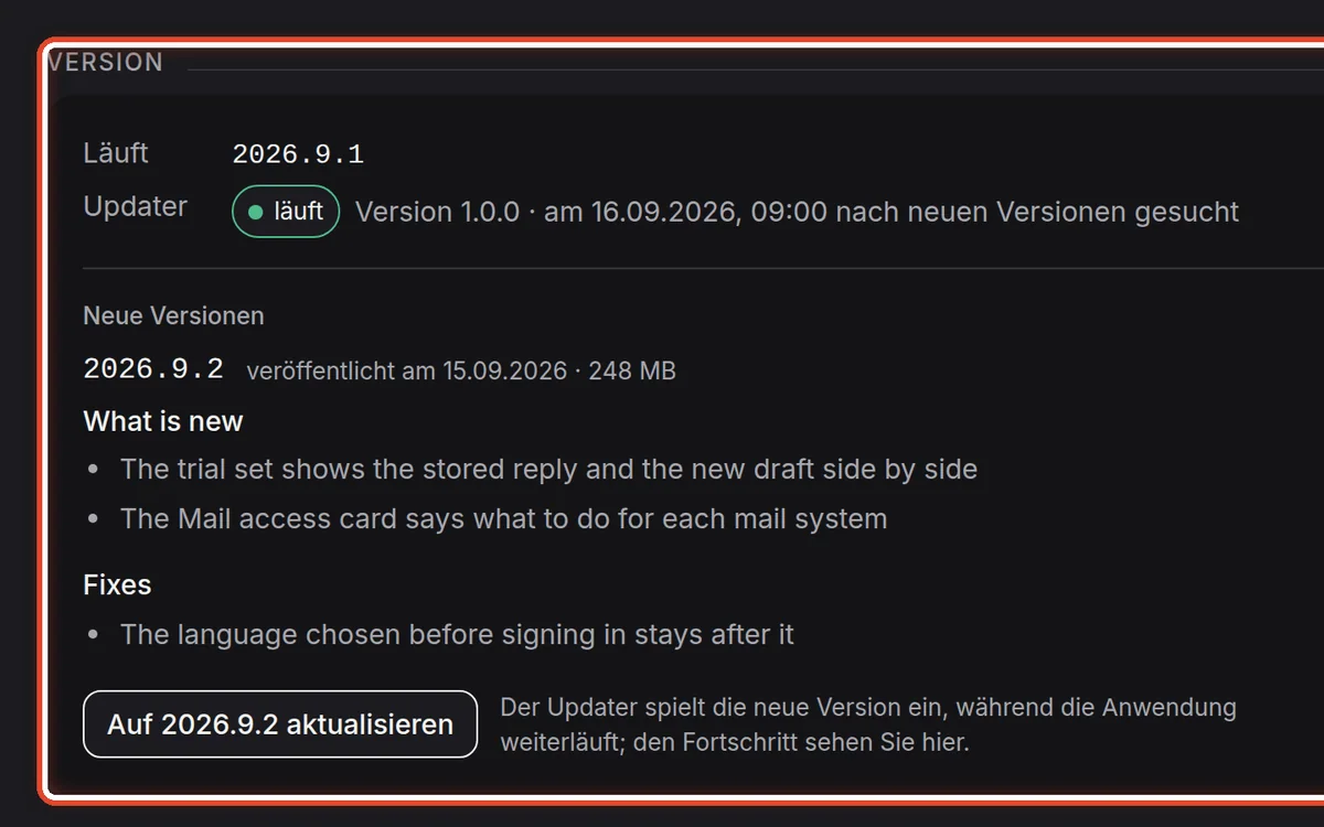 Nahaufnahme – Die Seite Installation öffnen