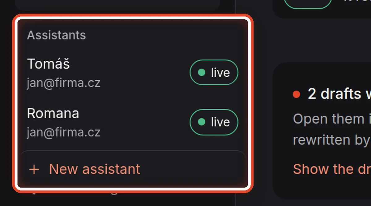Close up — Switching to another assistant