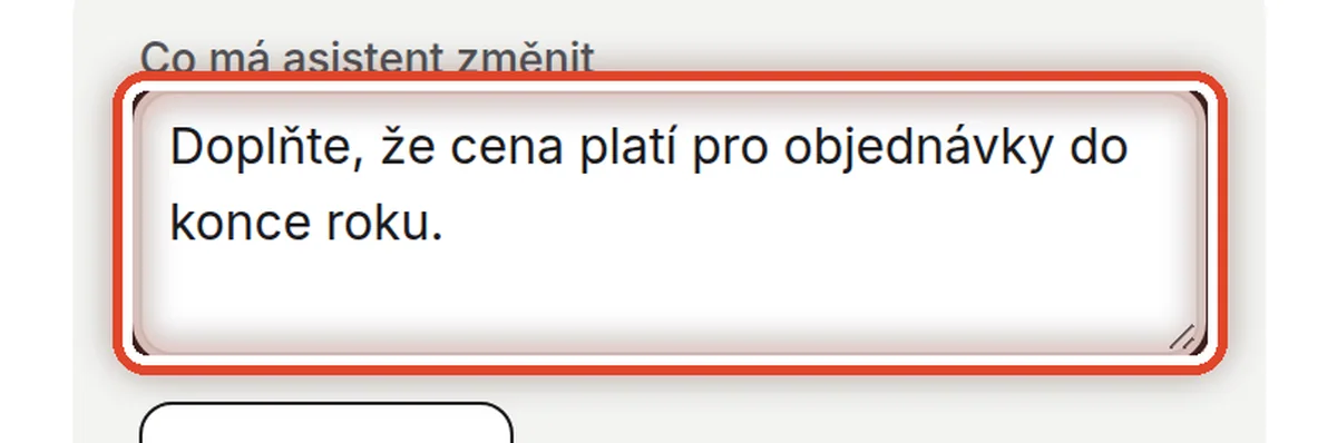 Detail — Napište, co má asistent změnit