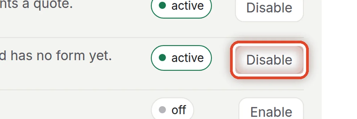 Close up — Disable and enable