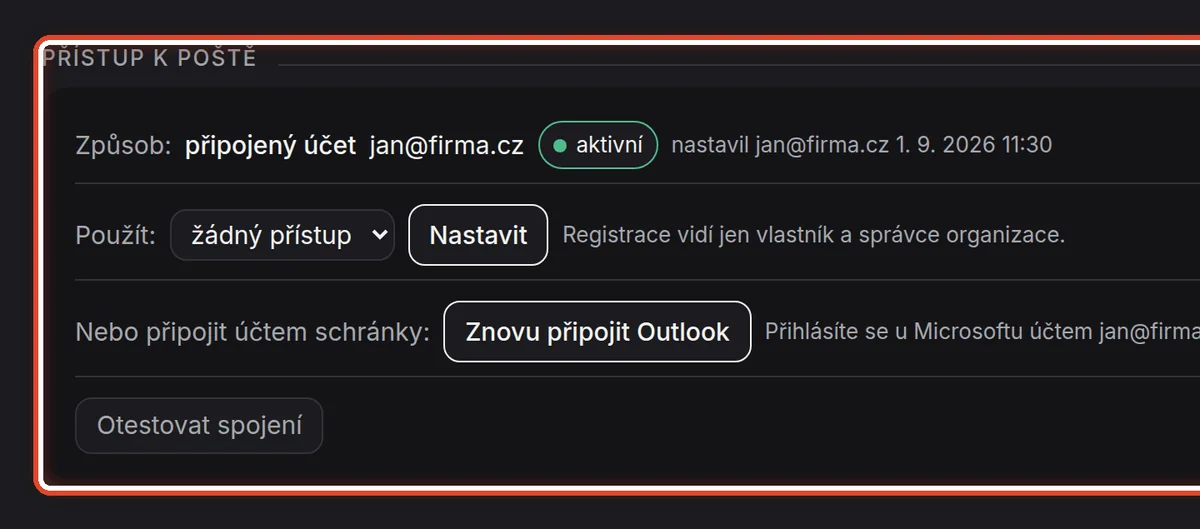 Detail — Přístup k poště
