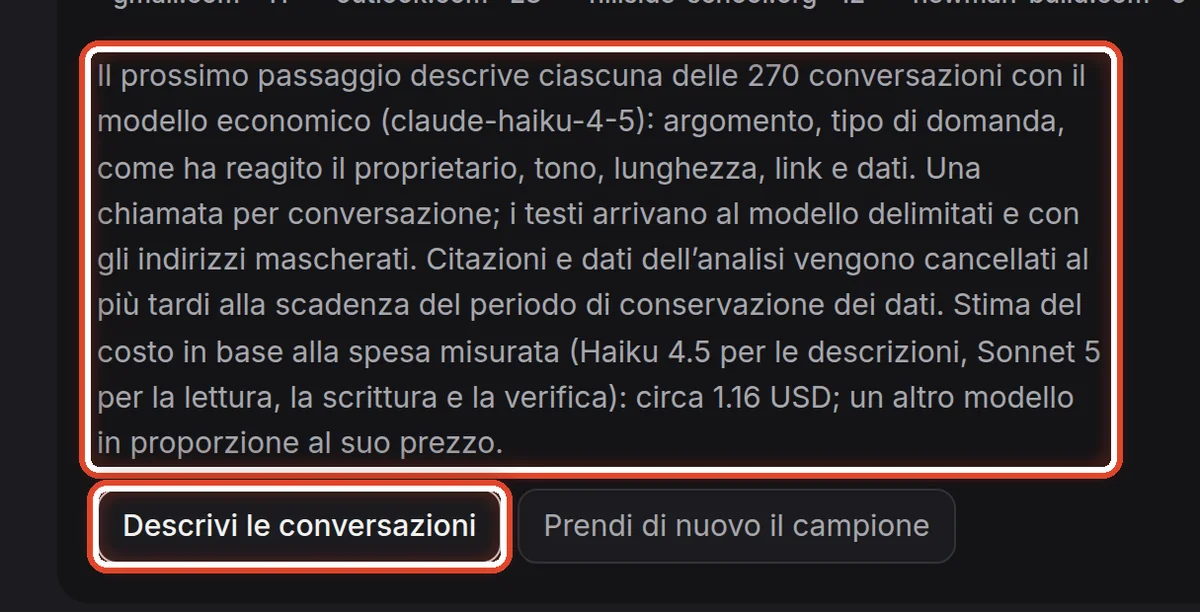 Da vicino – Campione e descrizione