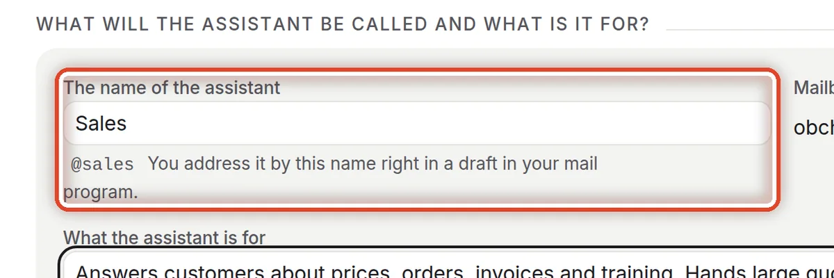 Close up — Name the assistant