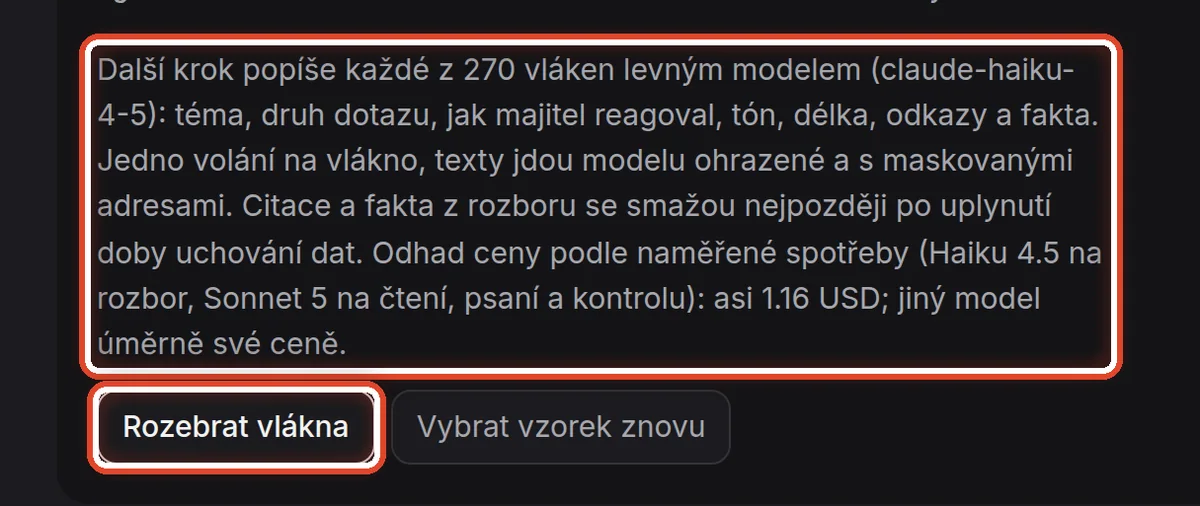 Detail — Vzorek a rozbor