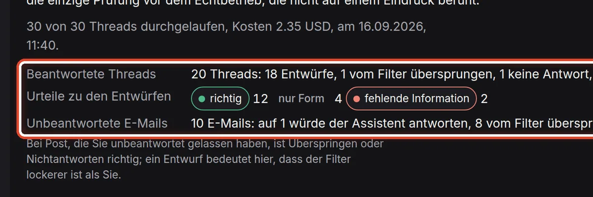 Nahaufnahme – Das Ergebnis der Prüfung lesen