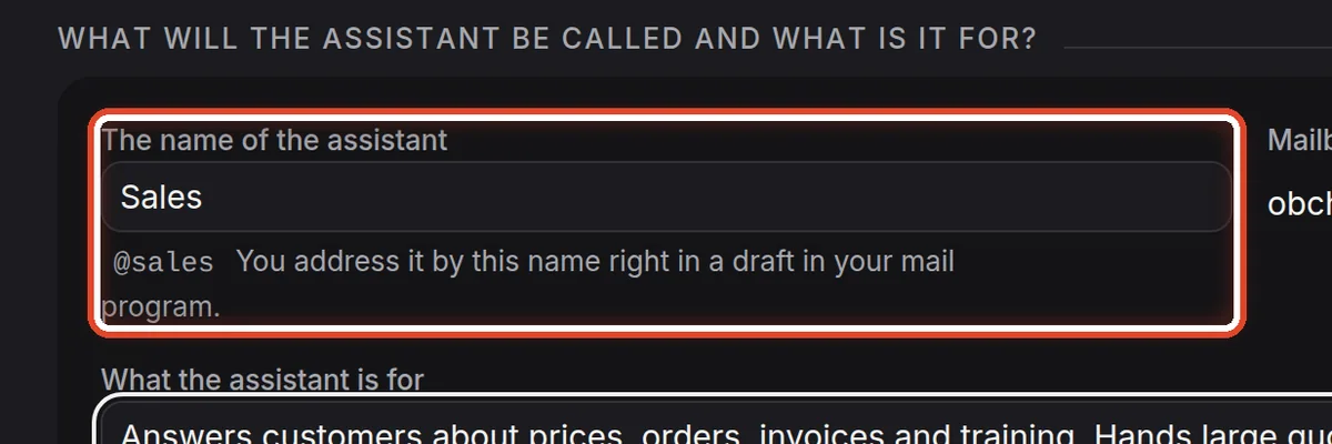 Close up — Name the assistant