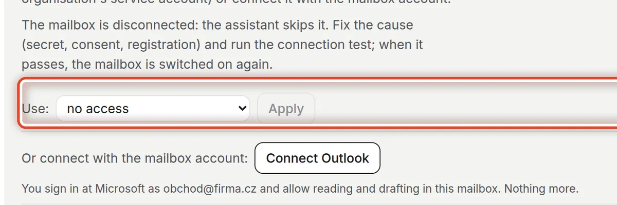 Close up — App registration