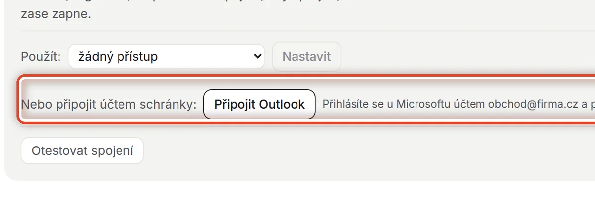 Detail — Nebo připojení účtem