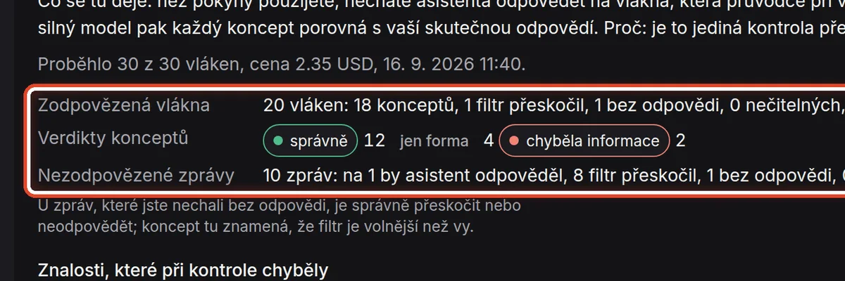 Detail — Přečtěte si výsledek kontroly