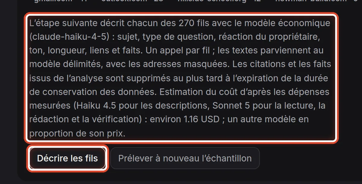 Gros plan – Échantillon et description