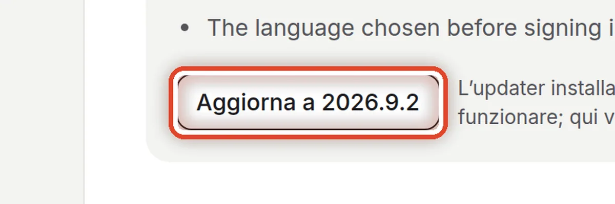 Da vicino – Avvia l’aggiornamento