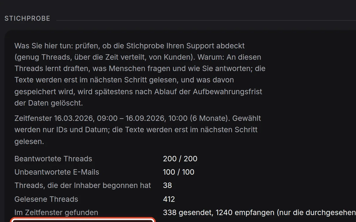Nahaufnahme – Die Stichprobe prüfen