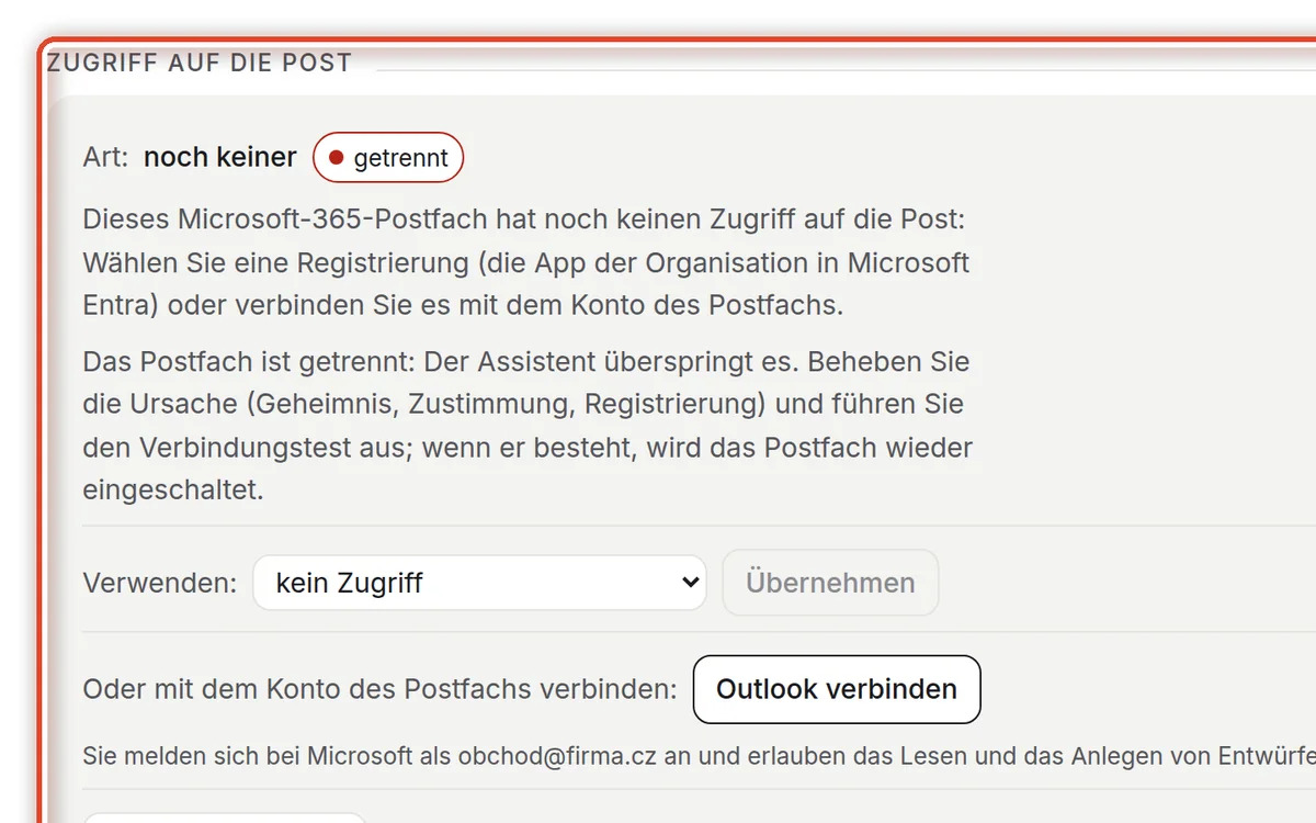 Nahaufnahme – Zugriff auf die Post