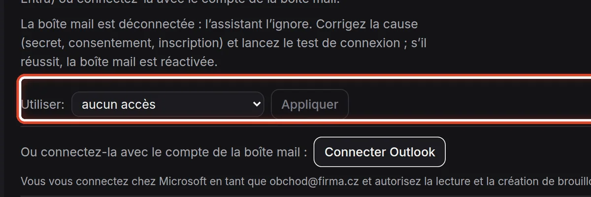 Gros plan – Inscription d’application