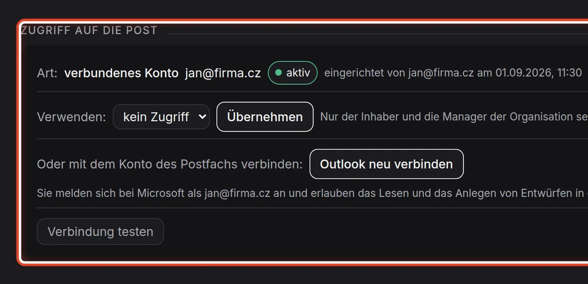 Nahaufnahme – Zugriff auf die Post