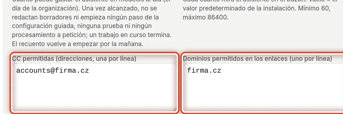 De cerca: CC permitidas, dominios y formularios
