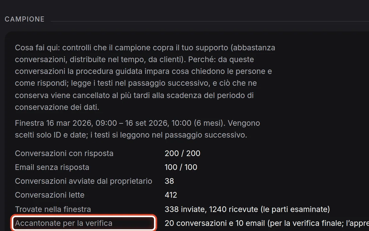 Da vicino – Controlla il campione