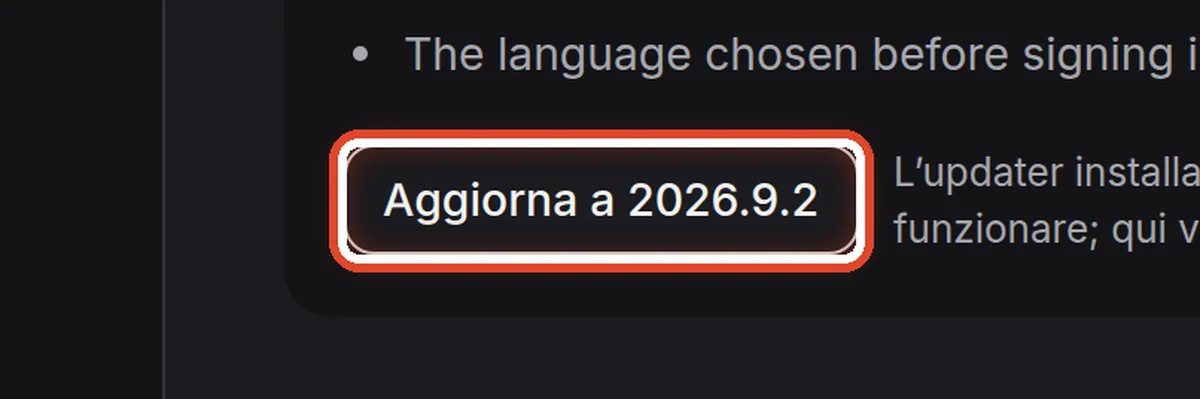 Da vicino – Avvia l’aggiornamento