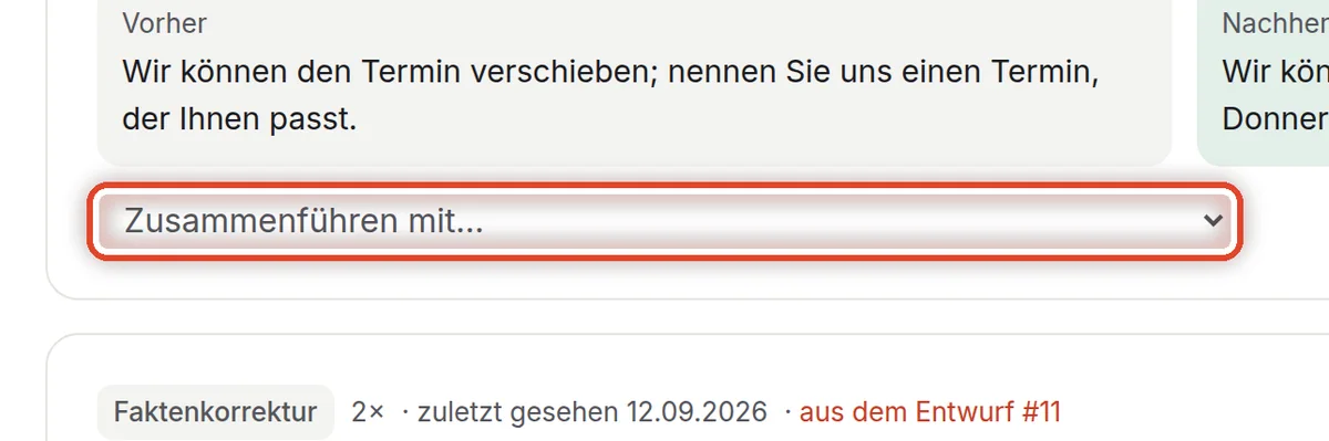 Nahaufnahme – Zwei Vorschläge sagen dasselbe
