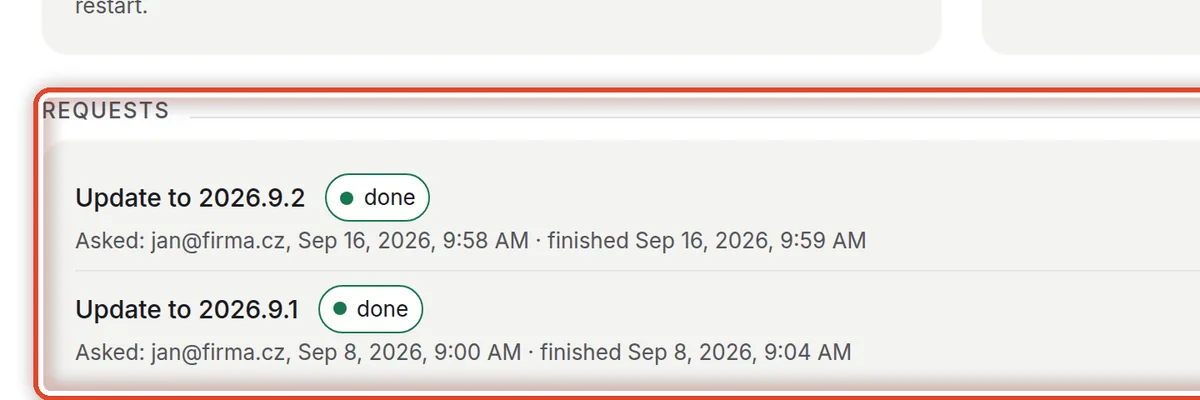Close up — The request history