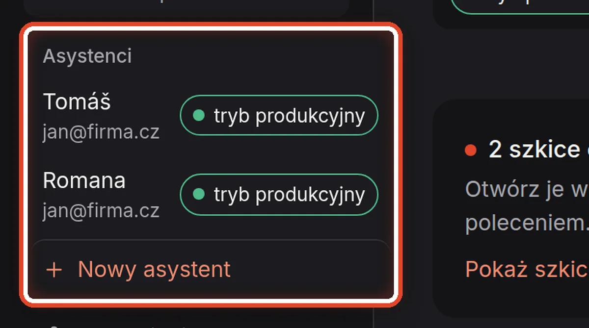 Zbliżenie – Przełączanie na innego asystenta