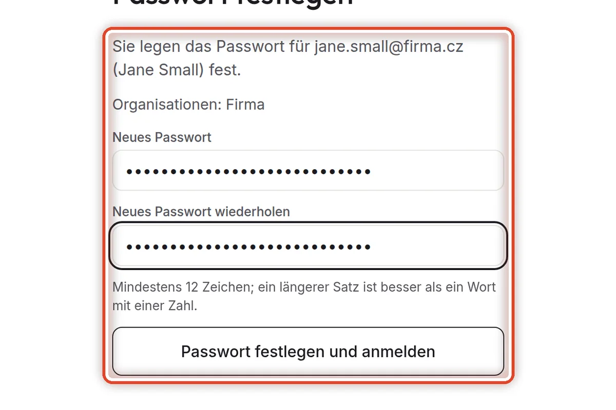 Nahaufnahme – Ein neues Passwort festlegen