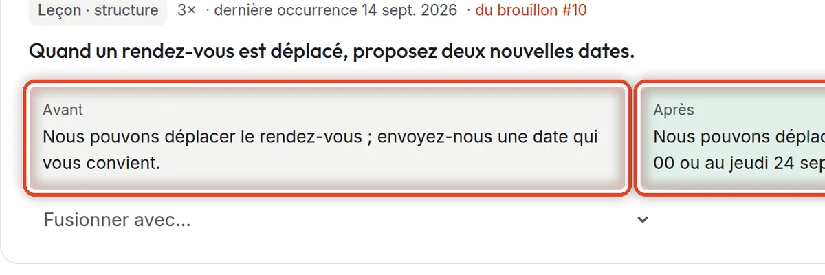 Gros plan – Avant et après