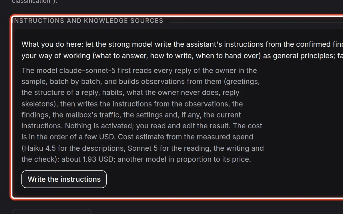 Close up — Writing the instructions