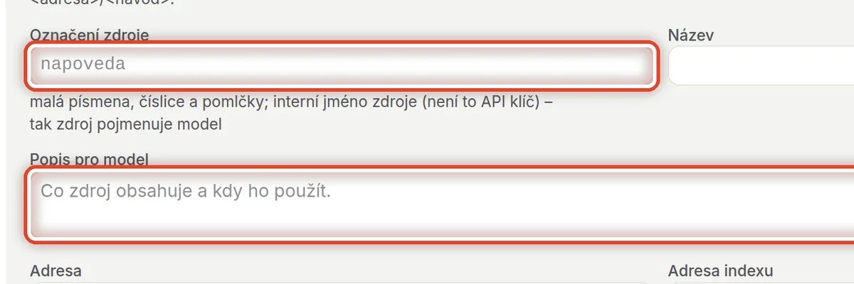 Detail — Označení a popis