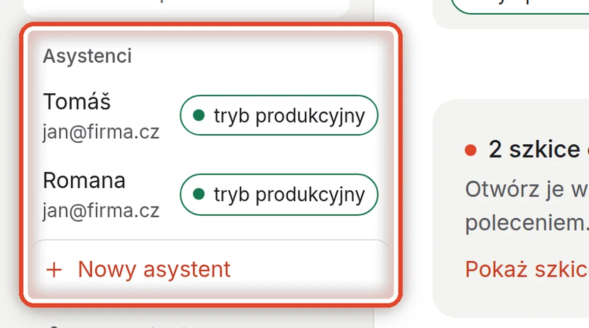 Zbliżenie – Przełączanie na innego asystenta