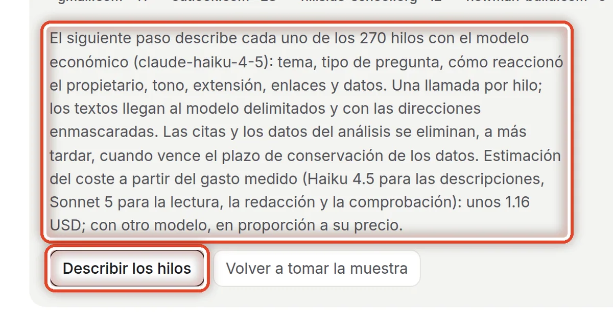 De cerca: Haga describir los hilos