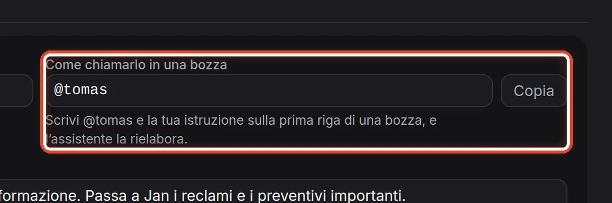 Da vicino – Come chiamarlo in una bozza