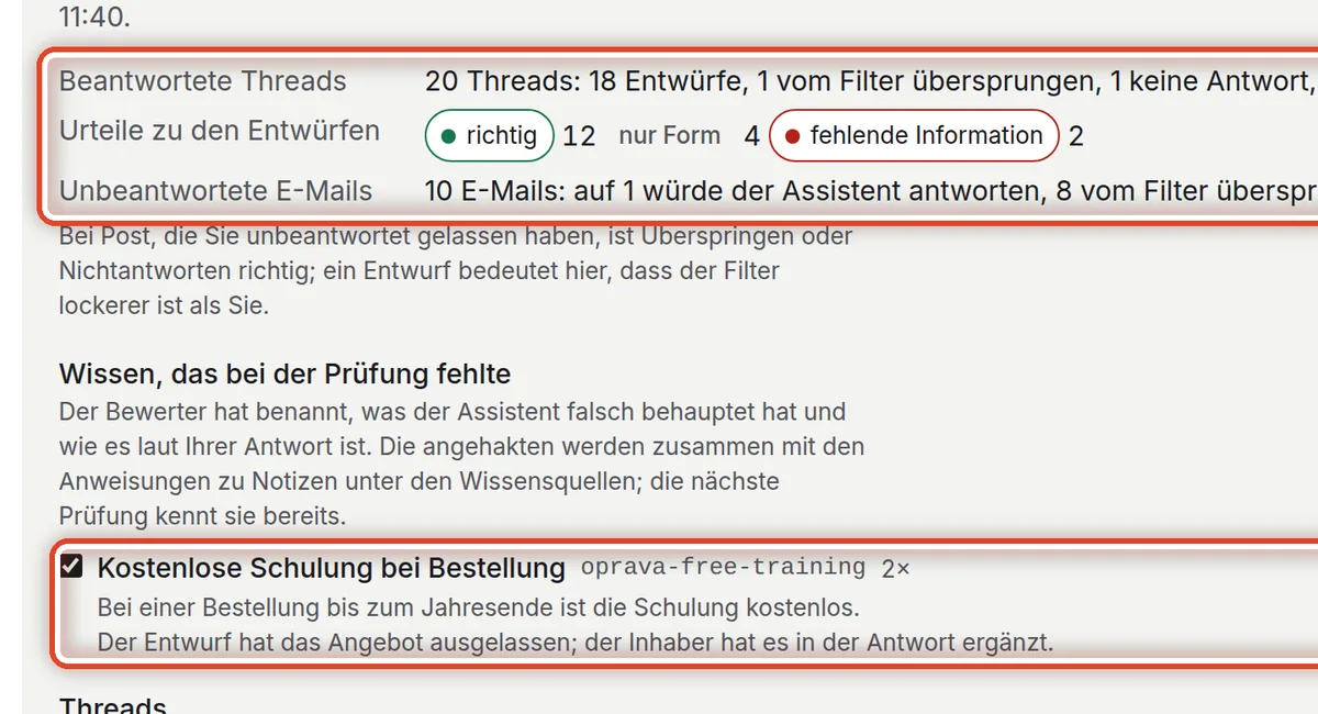 Nahaufnahme – Die Prüfung an zurückgelegten Threads