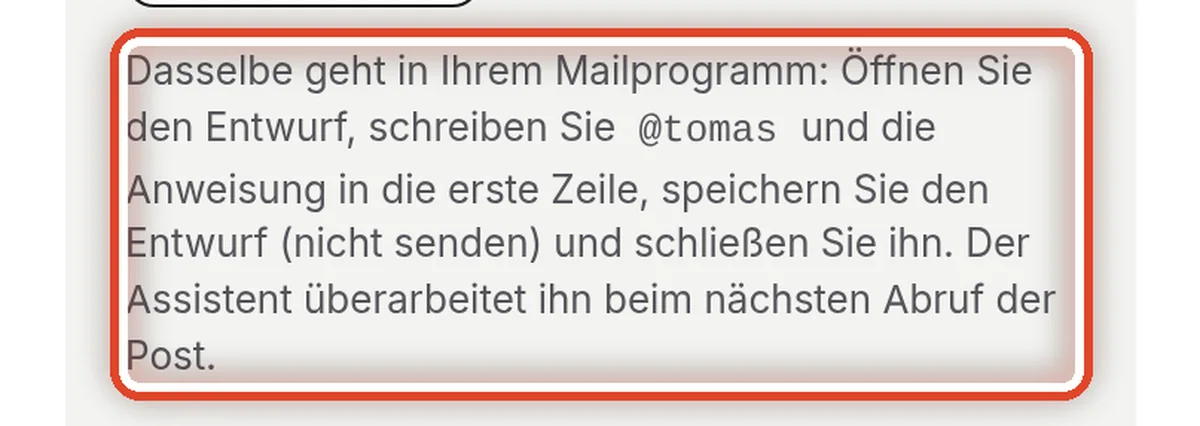 Nahaufnahme – Dasselbe aus Ihrem Mailprogramm