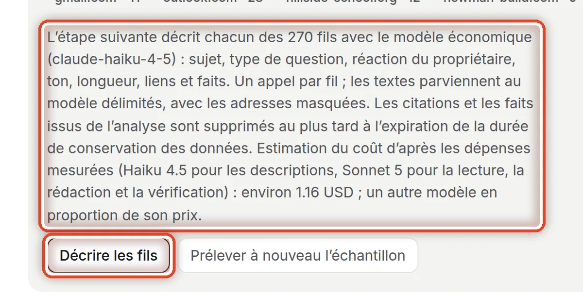 Gros plan – Échantillon et description