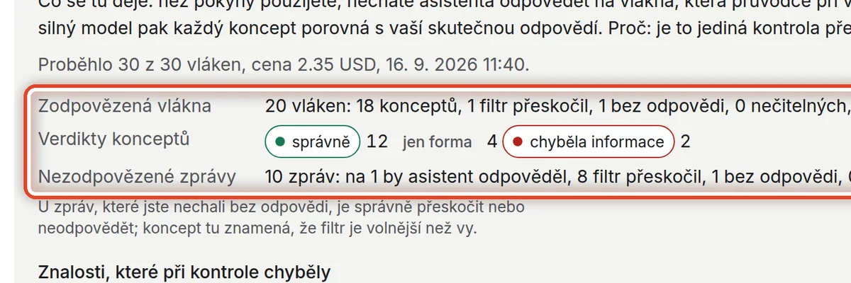 Detail — Přečtěte si výsledek kontroly