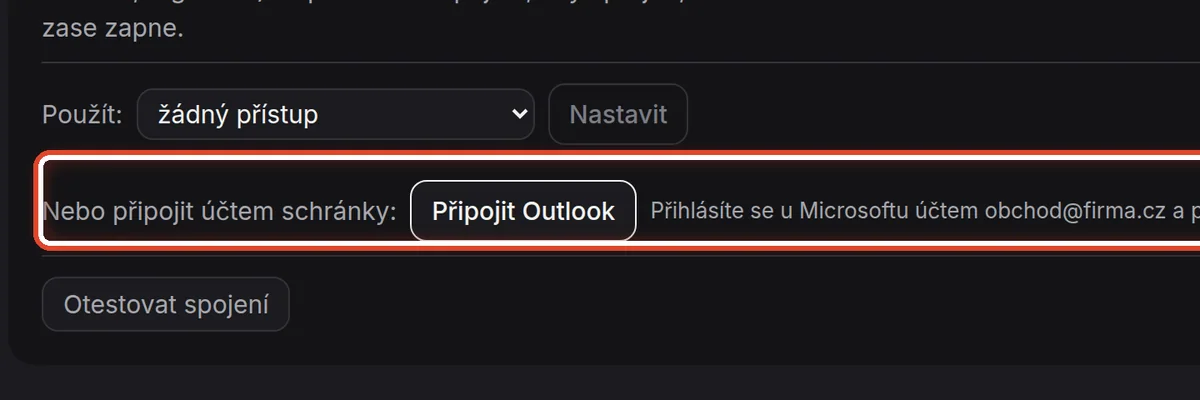 Detail — Nebo připojení účtem