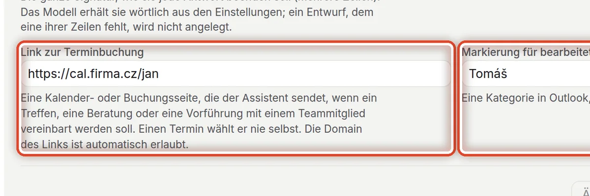 Nahaufnahme – Link zur Terminbuchung und Markierung