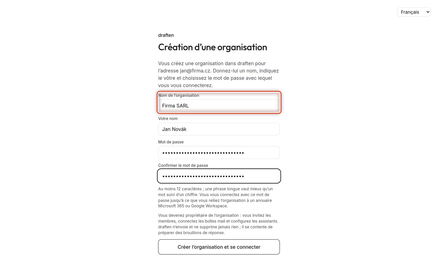 Capture d’écran de l’étape 1