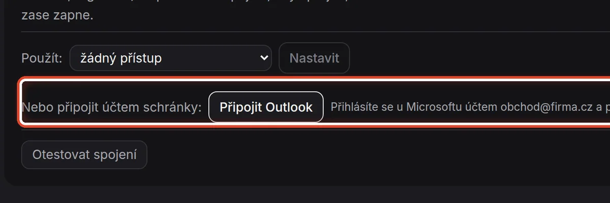Detail — Nebo připojení účtem