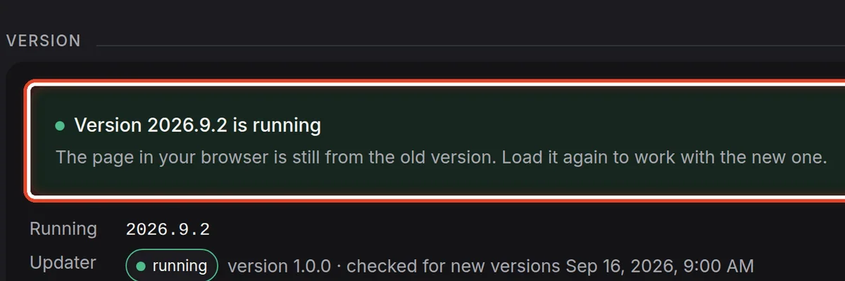 Close up — Load the new version