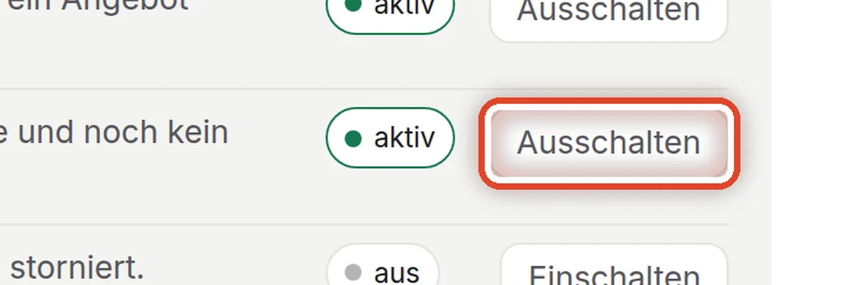 Nahaufnahme – Ausschalten und einschalten