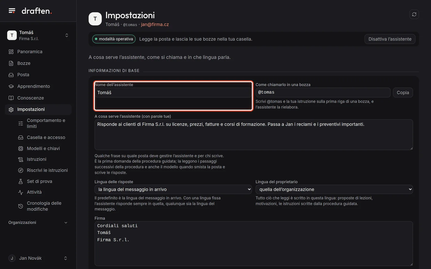 Screenshot del passo 1