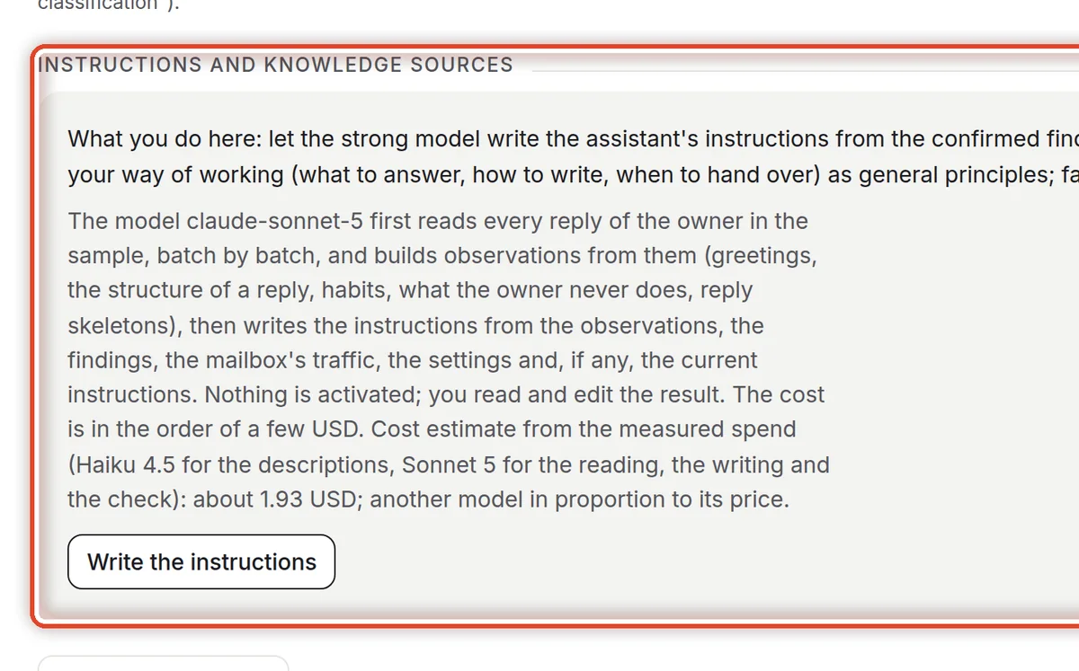 Close up — Writing the instructions