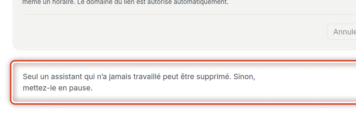 Gros plan – Supprimer l’assistant
