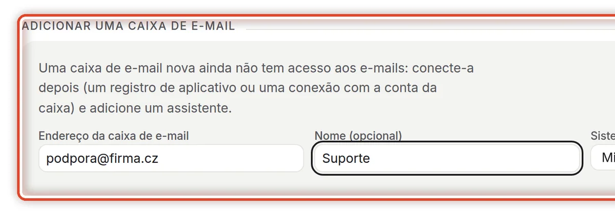 De perto – Adicione uma caixa de e-mail