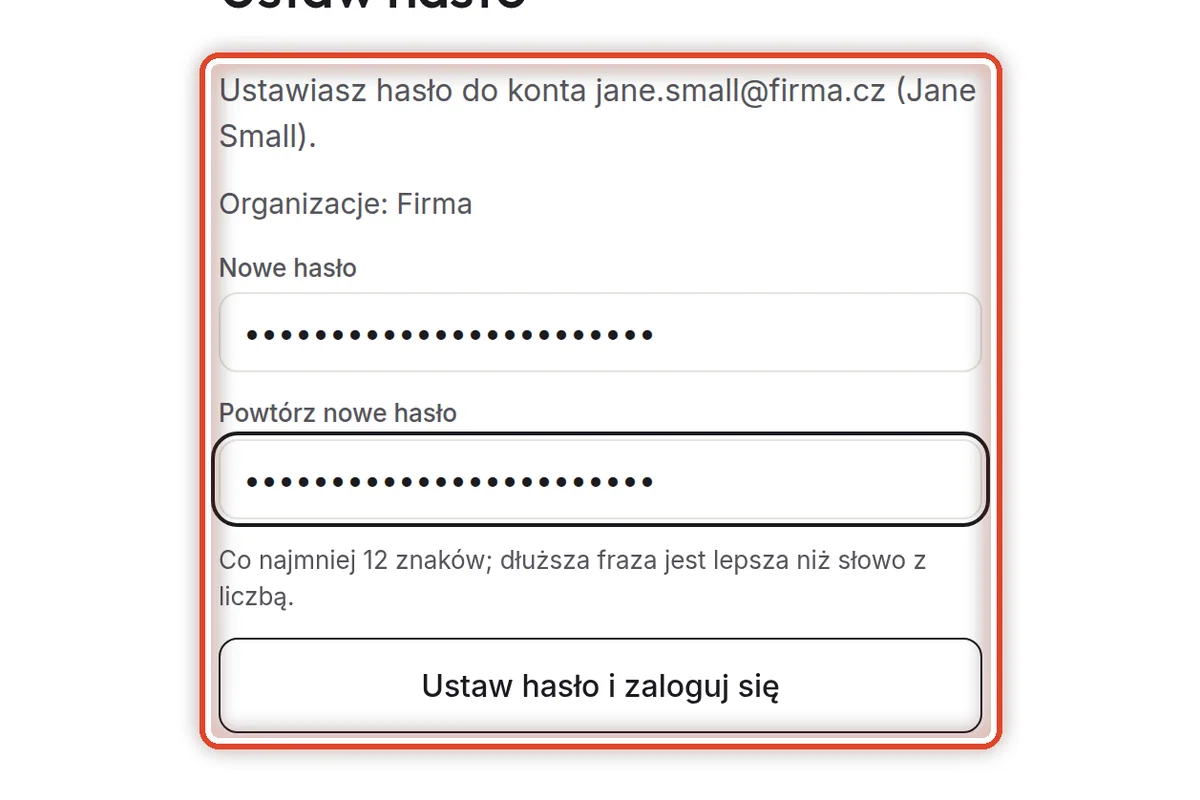 Zbliżenie – Ustaw nowe hasło
