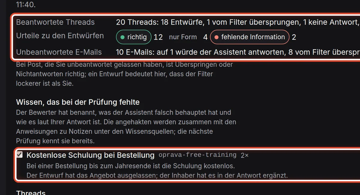 Nahaufnahme – Die Prüfung an zurückgelegten Threads