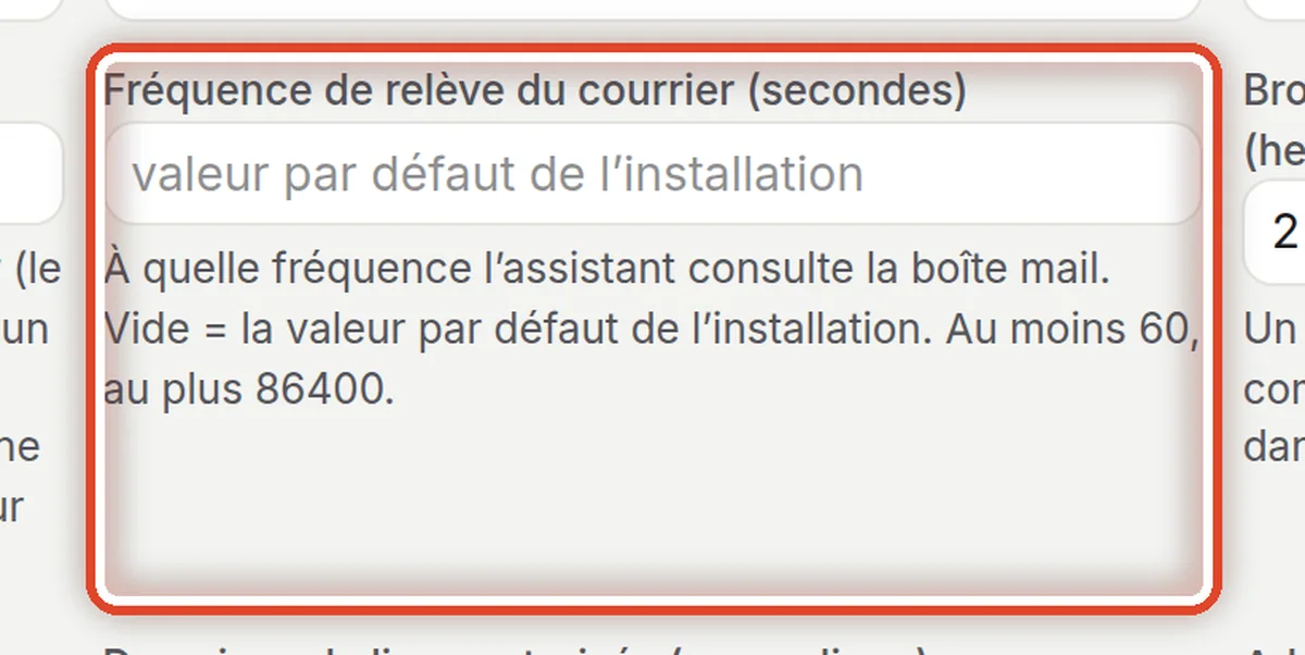 Gros plan – Fréquence de relève du courrier